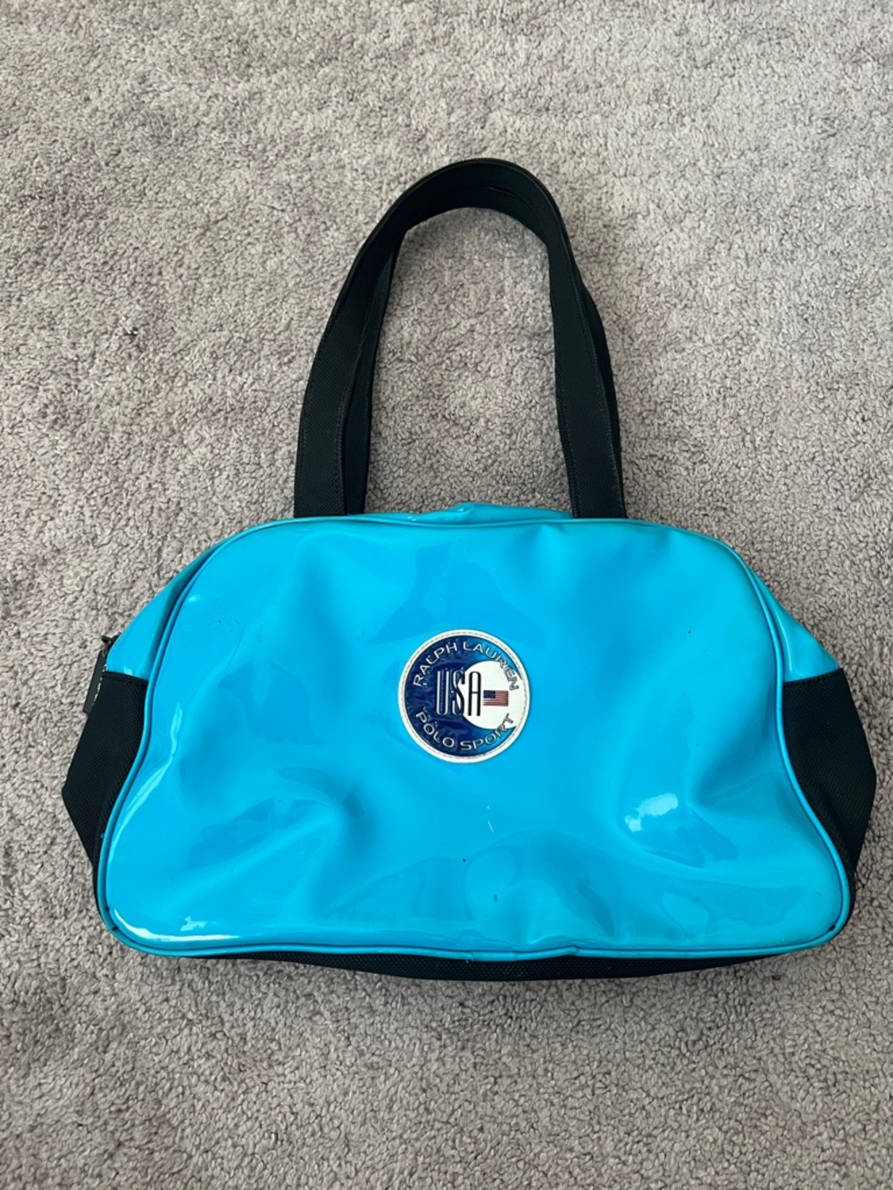 Vintage Ralph Lauren Polo Sport Bright Blue Patent Shoulder Bag